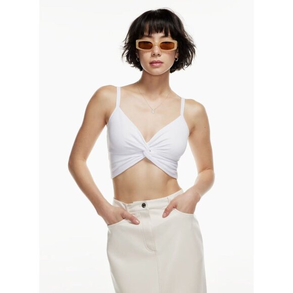 Aritzia WILFRED Bay Pale Lilac Ribbed Twist Front Cropped Tank Top, Size S - Picture 5 of 10